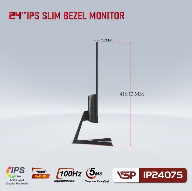 Màn hình VSP IP2407SG 24inch IPS | FHD | VGA | HDMI | 100Hz Tràn Viền BLACK