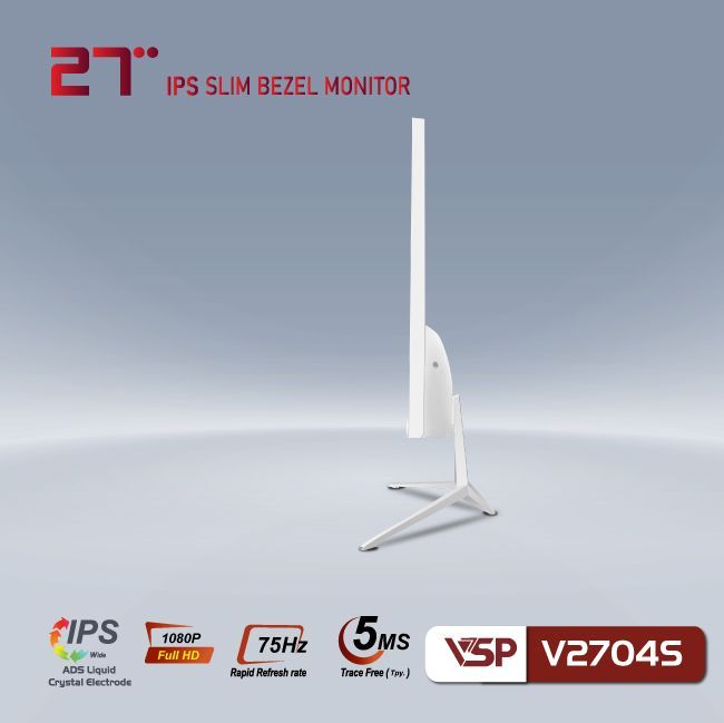 Màn Hình Phẳng VSP Slim Bezel 27 inch V2704S FHD/IPS/75Hz - Màu Trắng