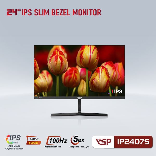 Màn hình VSP IP2407SG 24inch IPS | FHD | VGA | HDMI | 100Hz Tràn Viền BLACK