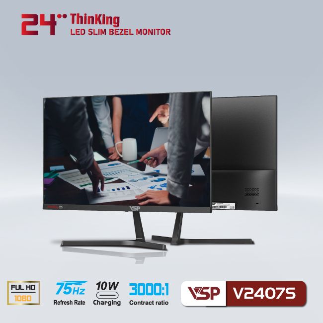 Màn hình VSP Slim Bezel V2407S 24 inch Full HD 75Hz VA | VGA | HDMI