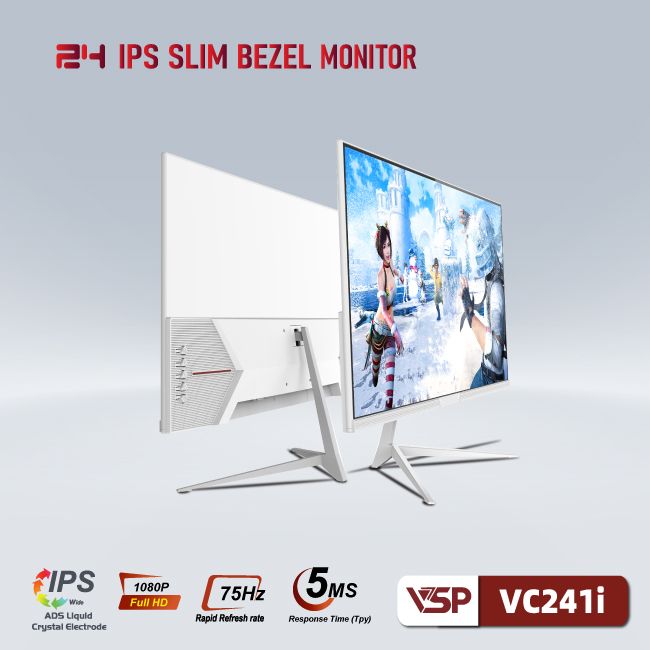 Màn hình VSP VC241i 24inch (IPS FHD 75Hz, HDMI VGA) TRẮNG