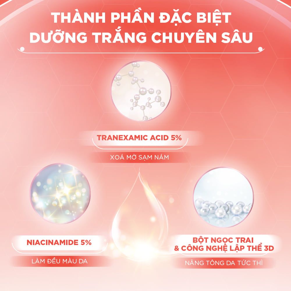 Combo Dưỡng Trắng 3D-Brighty Da Mộc Trắng Mướt LANCI (Ampoule + Kem Dưỡng Trắng) 50ml