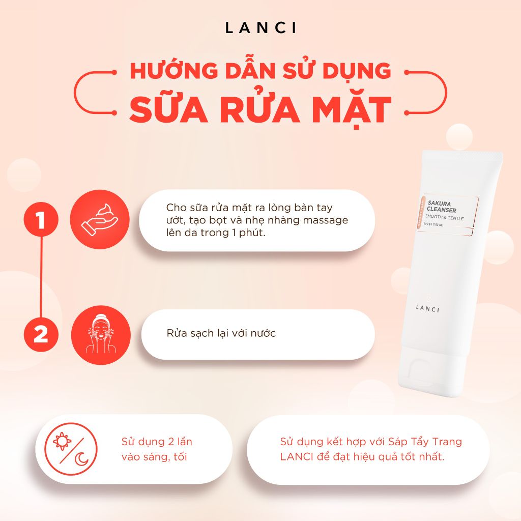 Sữa Rửa Mặt Dịu Nhẹ LANCI Sakura Cleanser 100g