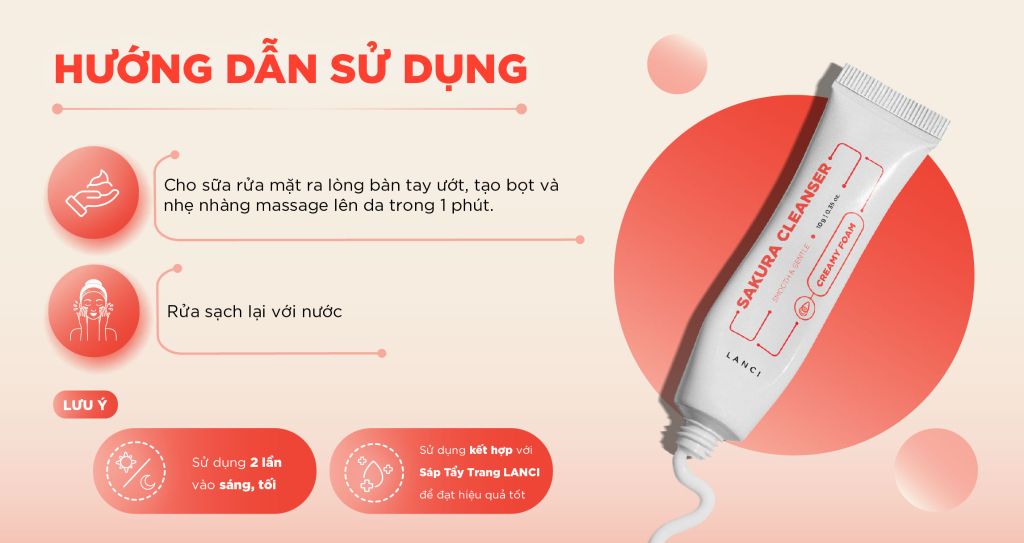 Minisize Sữa Rửa Mặt Dịu Nhẹ LANCI Sakura Cleanser 10ml