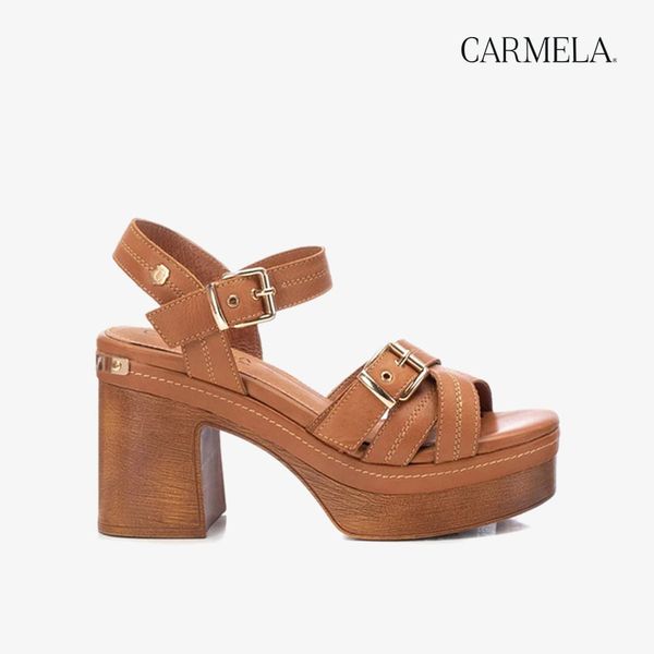 Giày Cao Gót Nữ CARMELA Camel Leather Ladies Sandals