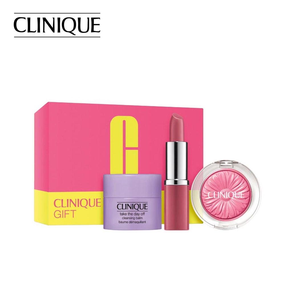 Hộp quà 3 món: Phấn má hồng Cheek Pop 3.5 g, Son môi Pop Lip 0.15Oz, Sáp tẩy trang CLINIQUE Take The Day Off Cleansing Balm 15ml