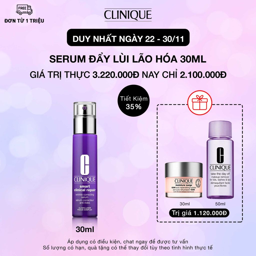 CL-Nov21-Smart30 (22-30/11) Quà tặng khi Mua 1 Serum Retinoid tái tạo và trẻ hoá da CLINIQUE Smart Clinical Repair Wrinkle Correcting Serum 30ml
