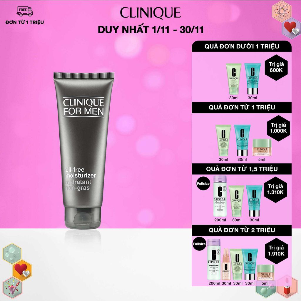Kem dưỡng ẩm dành cho nam mỏng nhẹ giúp hấp thụ dầu thừa Oil-Free Moisturizer For Men 100ml