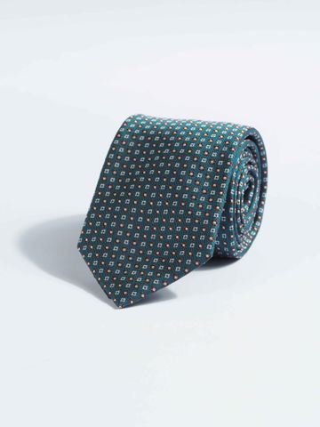 BRIONI TIE 4425 PETROLEUM/WHITE