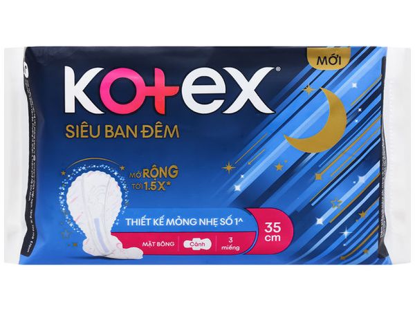 Băng Vệ Sinh Siêu Ban Đêm Kotex Style Mỏng Cánh Gói 3 Miếng x 35cm