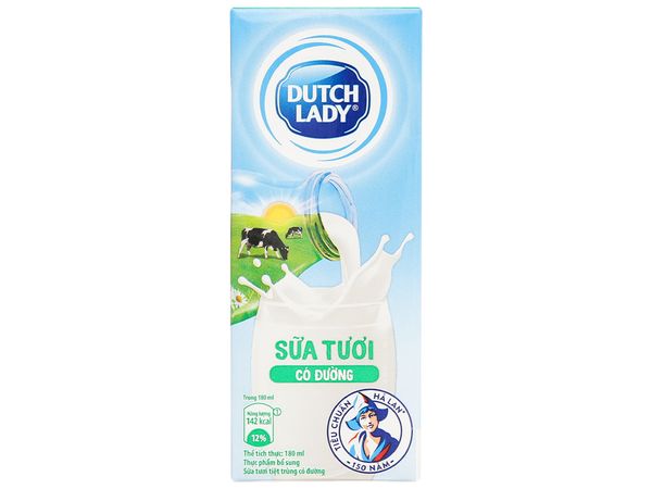 Sữa Tươi Tiệt Trùng Có Đường Cô Gái Hà Lan Hộp 180ml