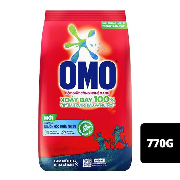 Bột Giặt Omo Sạch Bẩn Khử Mùi Công Nghệ Giặt Xanh 770g