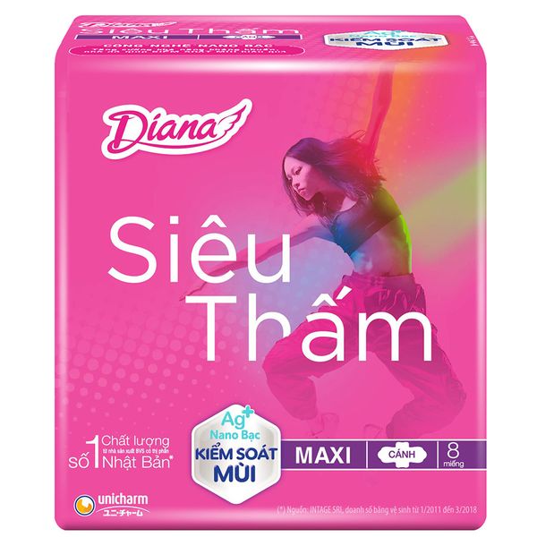 Băng vệ sinh Diana Siêu thấm Cánh 8 miếng