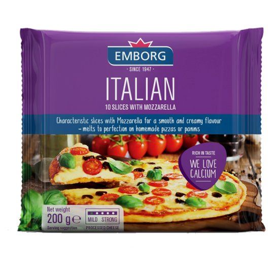 Phô mai lát Italian với mozzarella Emborg 200g