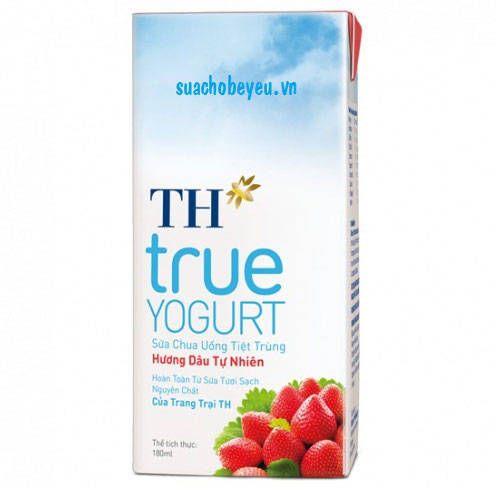 Sữa chua uống tiệt trùng Hương Dâu tự nhiên TH True Yogurt 180ml