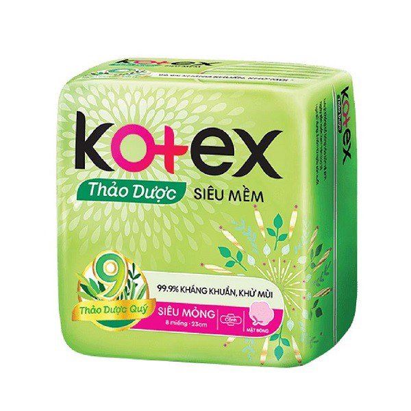 Băng vệ sinh Kotex thảo dược siêu mềm không cánh 8 miếng