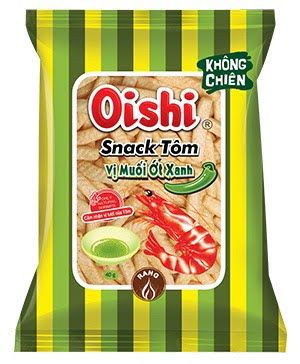 Snack Tôm Oishi Vị Muối Ớt Xanh 32G