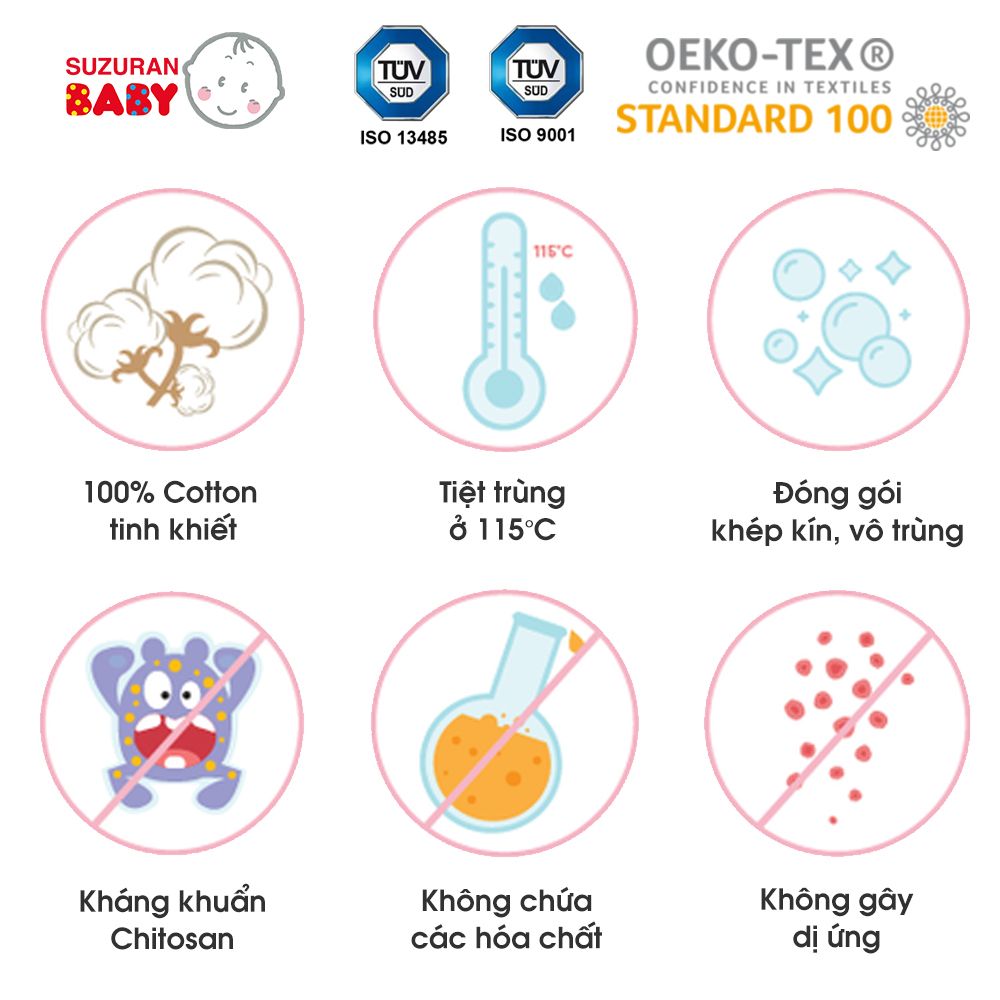 Khăn khô cotton thiên nhiên Suzuran Japan 80 miếng