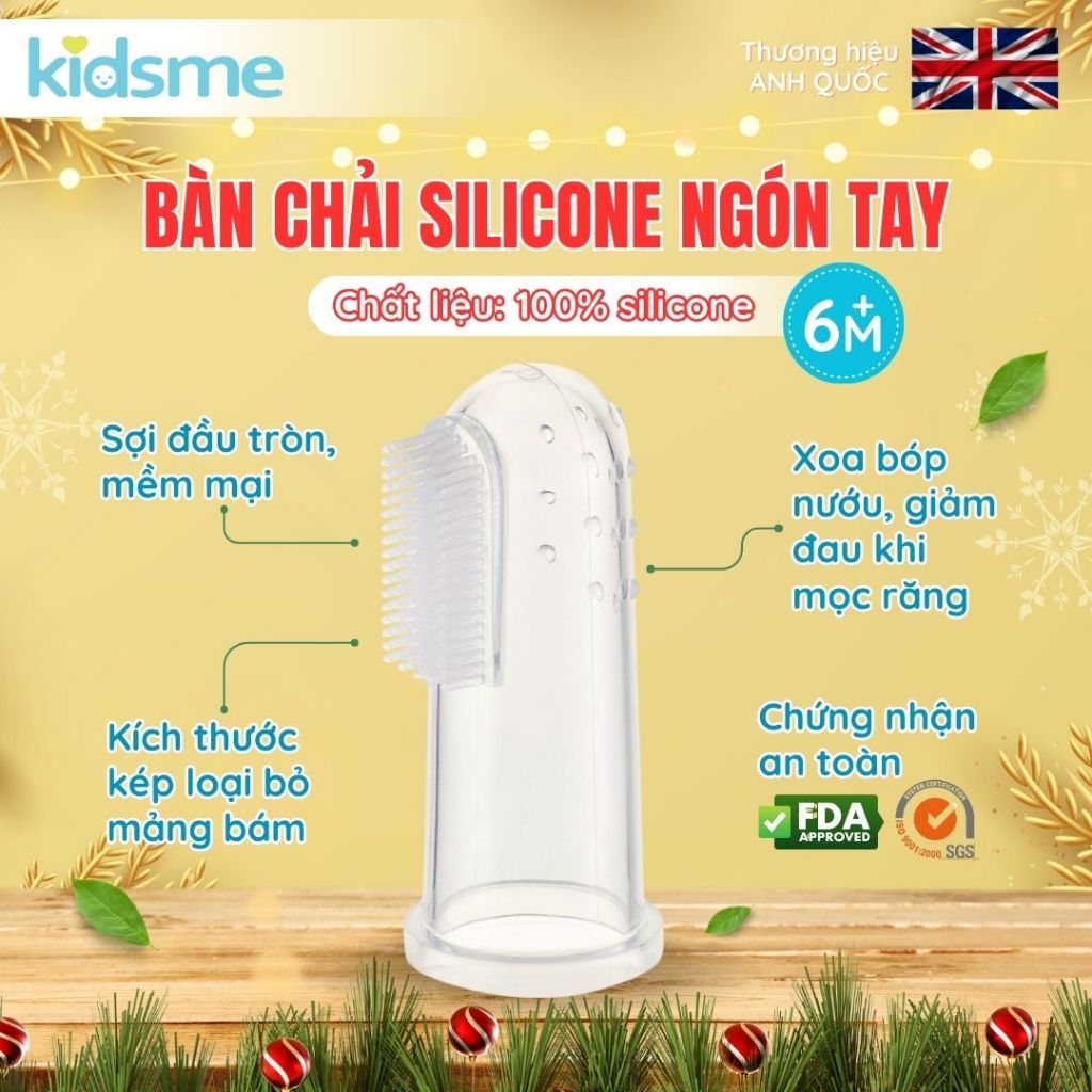 Bàn chải chà vệ sinh và xoa dịu nướu cho bé bằng Silicone kidsme
