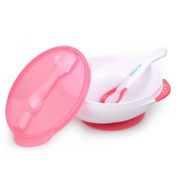 Bộ tô chống trượt kèm muỗng báo nhiệt kidsme - 9832