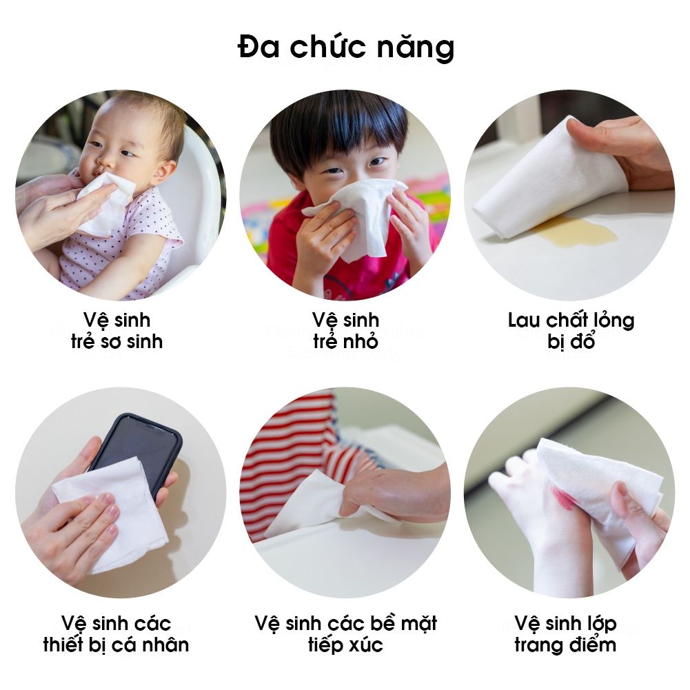 Khăn khô cao cấp cotton kháng khuẩn tiệt trùng Suzuran Japan tiện lời an toàn cho bé 80 miếng