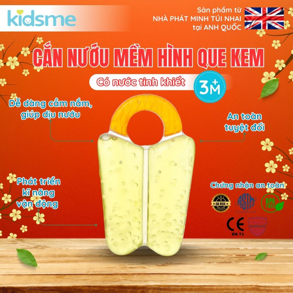 Cắn nướu mềm có nước hình que kem màu cam kidsme