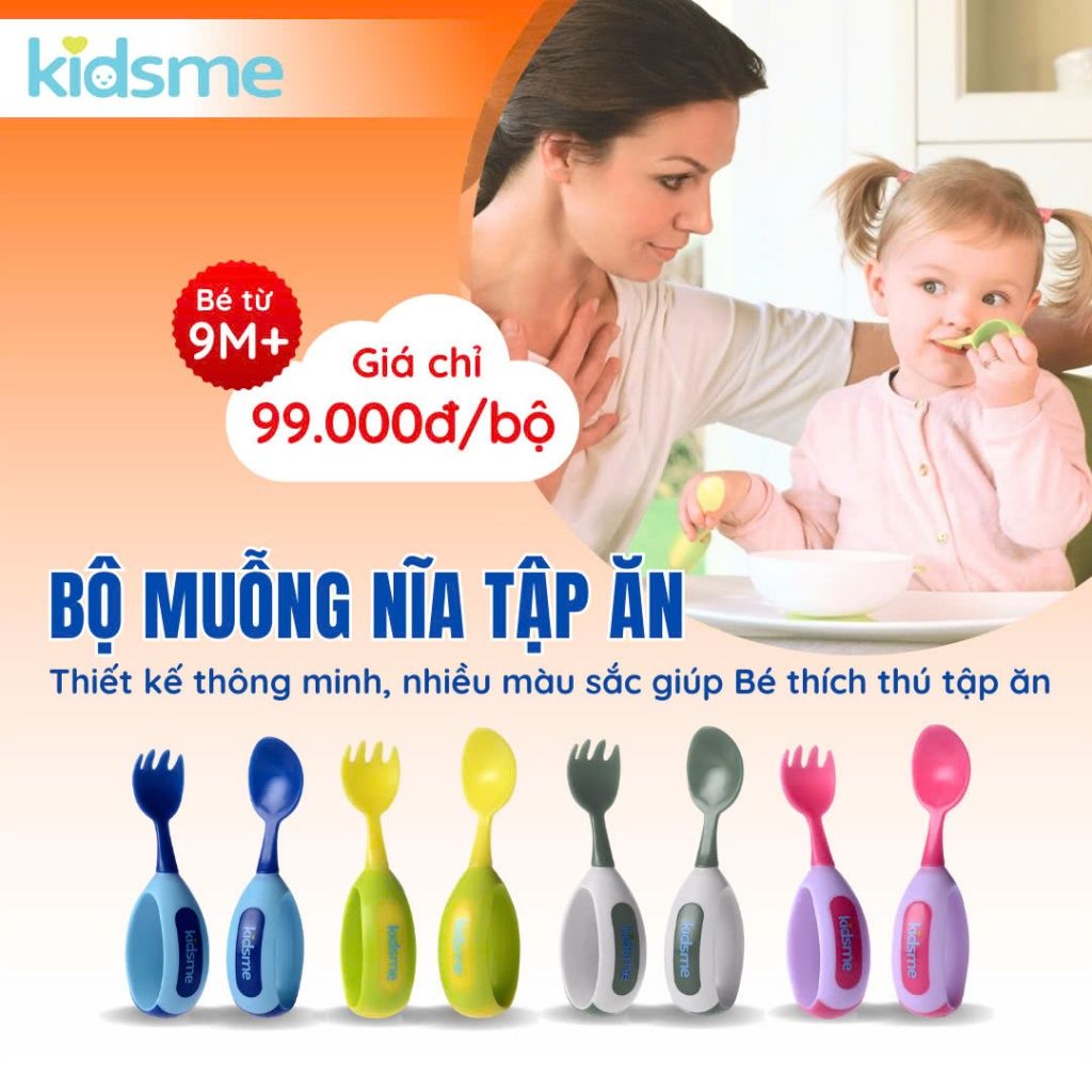 Bộ nĩa và muỗng tập ăn kidsme - Thích hợp cho bữa ăn của bé