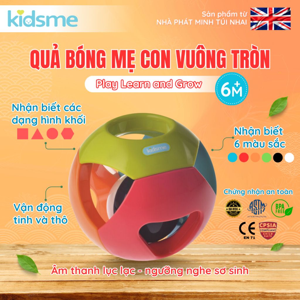 Đồ chơi bóng mẹ con vuông tròn kidsme