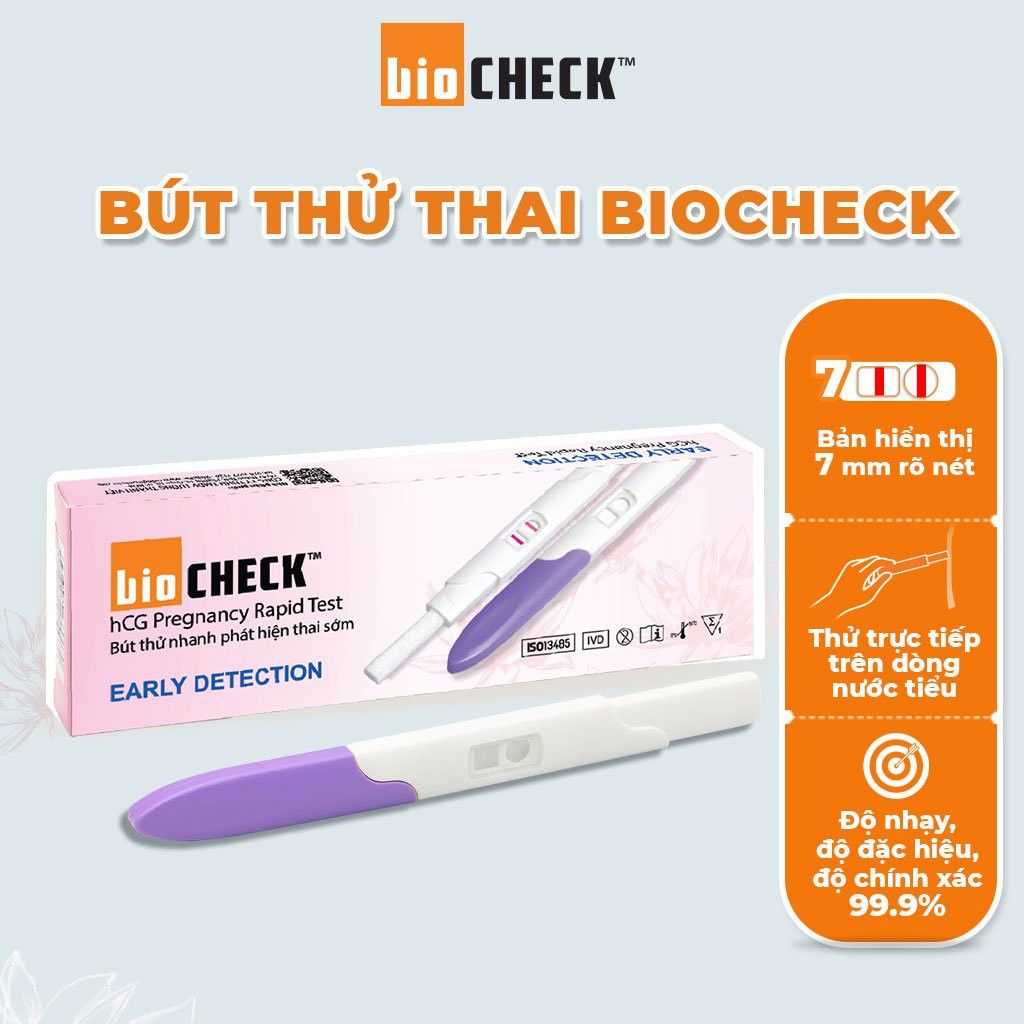 Combo 5 bút thử thai Biocheck tặng ngay 1 hộp que thử rụng trứng Biocheck