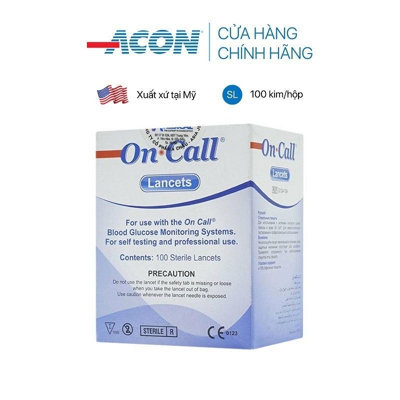 Kim chích máu thử đường huyết Acon On-call Plus không đau (100 kim / hộp)