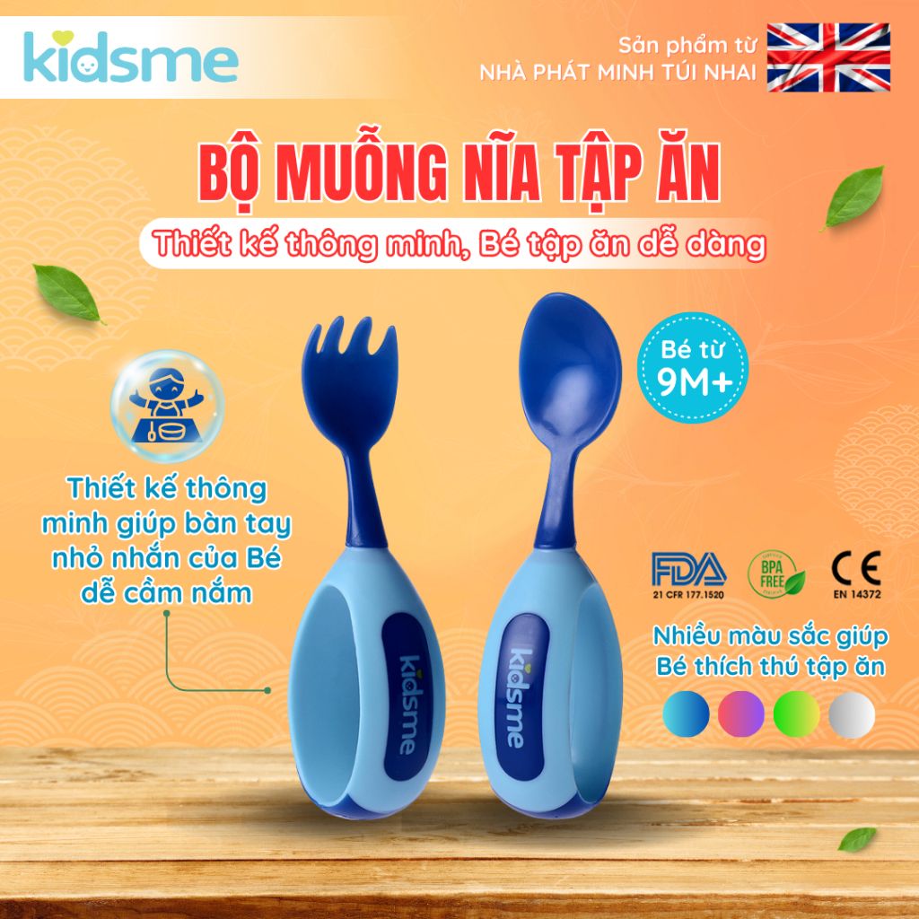 Bộ nĩa và muỗng tập ăn kidsme - Thích hợp cho bữa ăn của bé