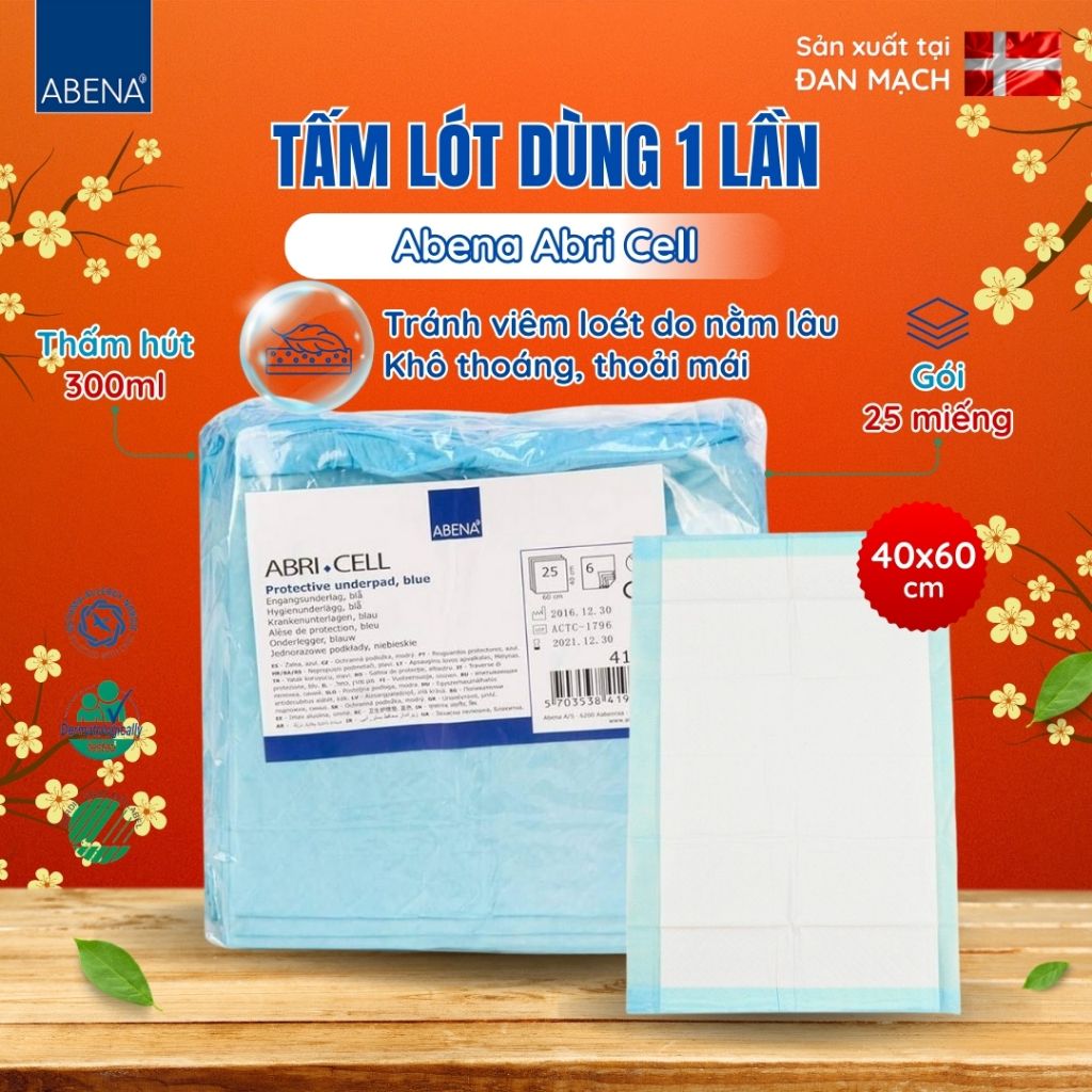 Tấm lót dùng 1 lần Abena Abri Cell kích cỡ 40x60cm nhập khẩu Đan Mạch (Gói 25 miếng)