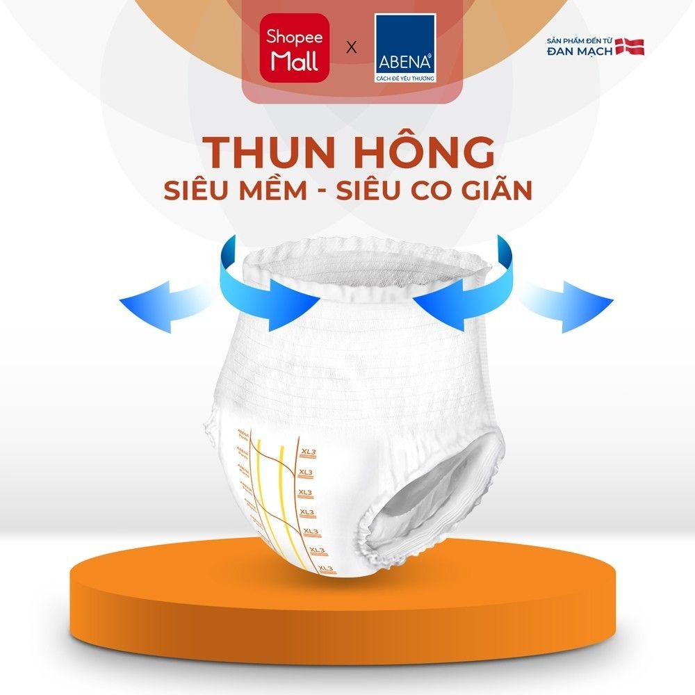 Tã quần người lớn Abena Pants XL3 thấm hút 2.600ml - Nhập khẩu Đan Mạch (Gói 16 miếng)