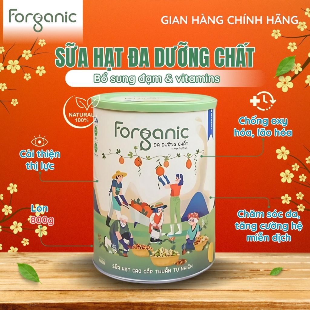 Sữa Hạt Forganic Đa dưỡng chất, Và Bữa Ăn Thay Thế bổ sung đạm và vitamin - Lon 400gr
