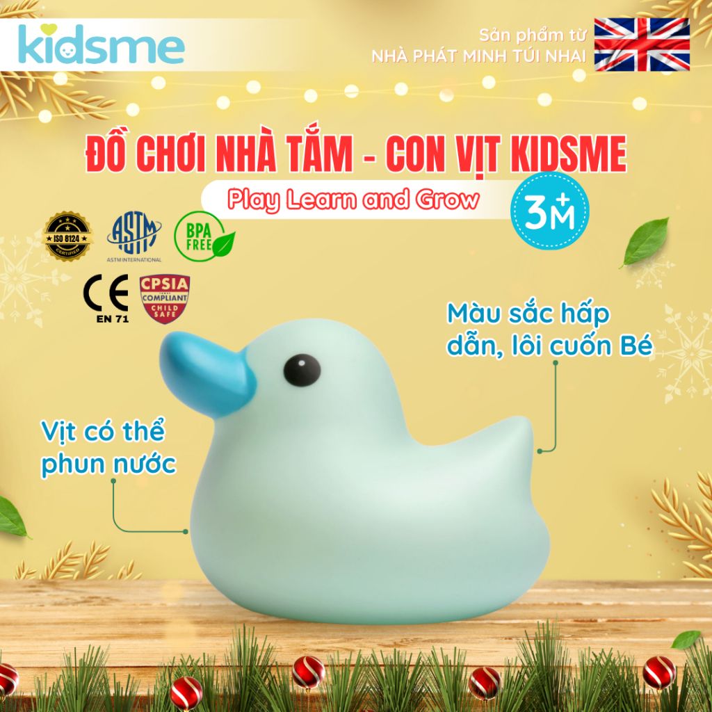 Đồ chơi nhà tắm con vịt đáng yêu kích thích khám phá bơi lội cho bé kidsme