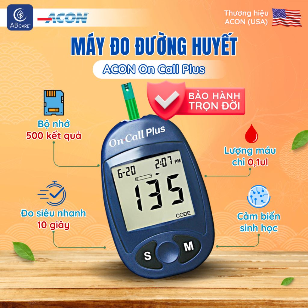 Máy đo đường huyết ACON On Call Plus - Đo nhanh trong 10S bảo hành trọn đời