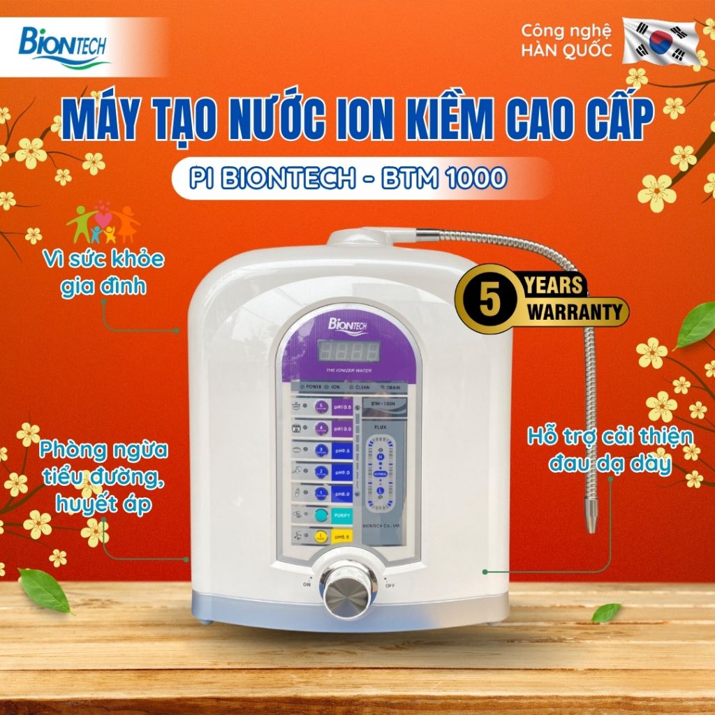 Máy tạo nước ion kiềm cao cấp PI BIONTECH công nghệ hàn quốc - BTM 1000 - Hỗ trợ sức khoẻ Gia Đình