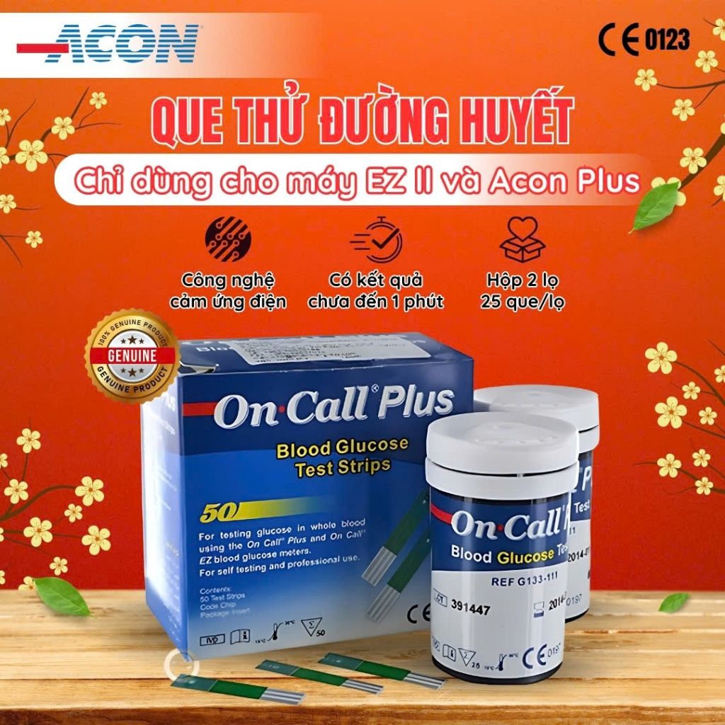 Que thử đường huyết ACON On Call Plus hộp 25 - 50 que