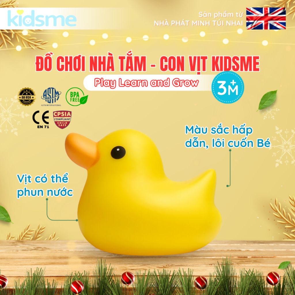 Đồ chơi nhà tắm con vịt đáng yêu kích thích khám phá bơi lội cho bé kidsme