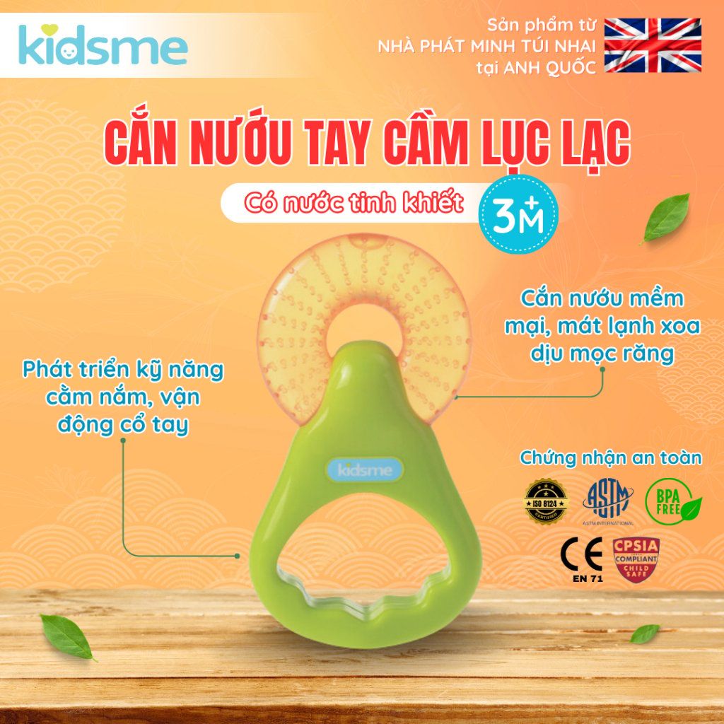 Cắn nướu có nước và tay cầm lục lạc kidsme