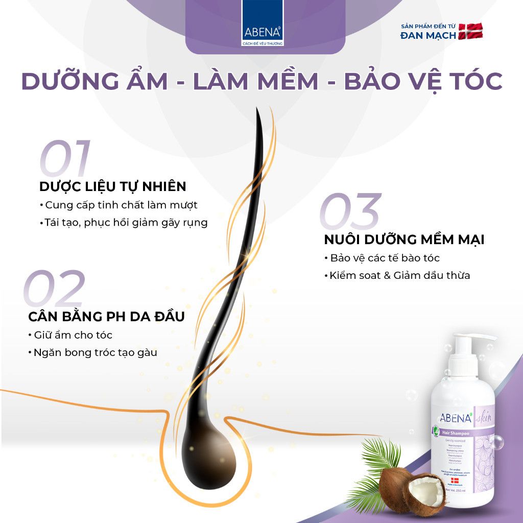 Dầu gội Abena Hair Shampoo with perfume -Nhập khẩu Đan Mạch (Chai 250ml)