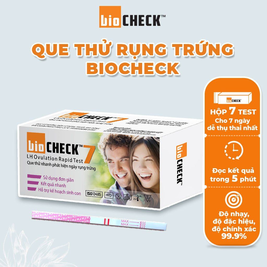 Combo 5 bút thử thai Biocheck tặng ngay 1 hộp que thử rụng trứng Biocheck