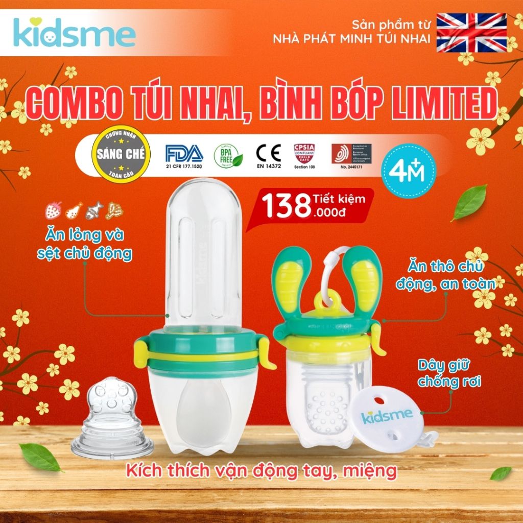 Combo Túi nhai Bình Bóp Limited Kidsme