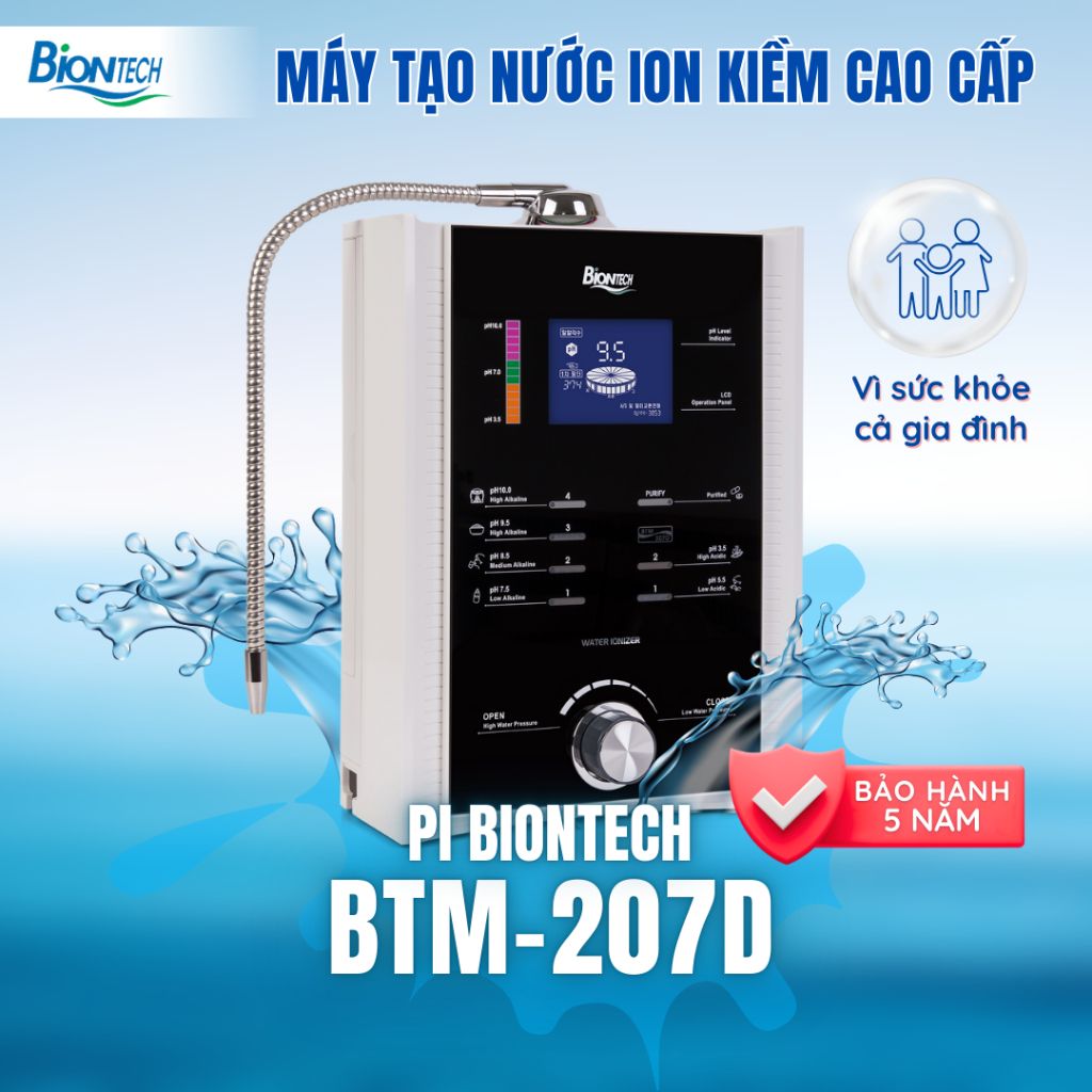 Máy tạo nước ion kiềm cao cấp PI BIONTECH công nghệ hàn quốc - BTM-207D - Hỗ trợ sức khoẻ Gia Đình