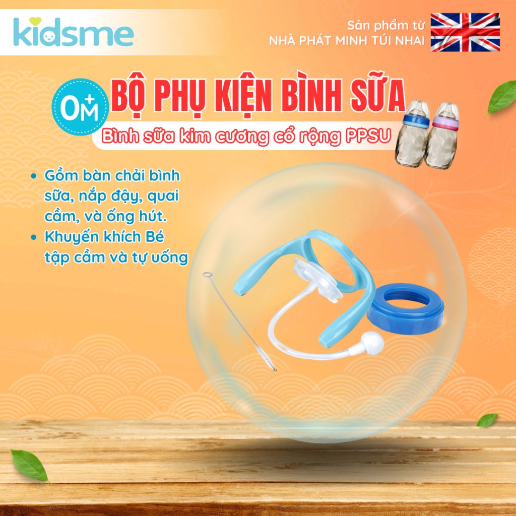 Bộ phụ kiện bình sữa kim cương cổ rộng kidsme