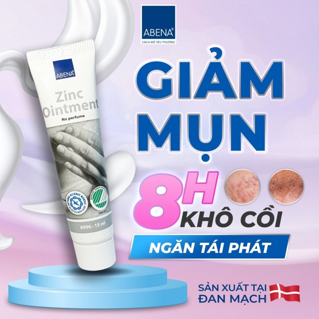 Kem giảm mụn làm mờ thâm gom cồi ABENA thông thoáng lỗ chân lông tuýp 15ml nhập khẩu Đan Mạch