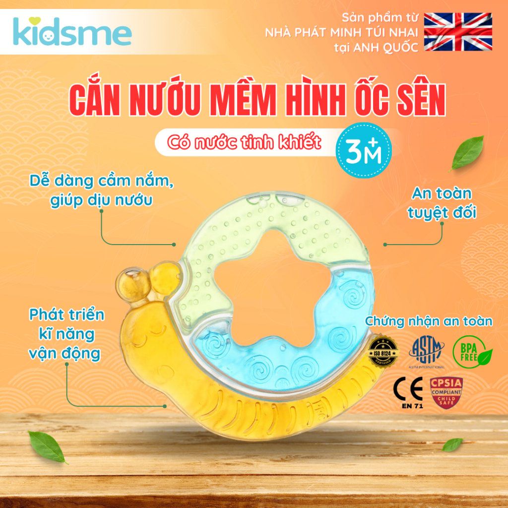 Cắn nướu mềm có nước hình con ốc sên kidsme
