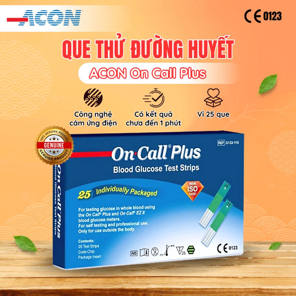 Que thử đường huyết ACON On Call Plus hộp 25 - 50 que