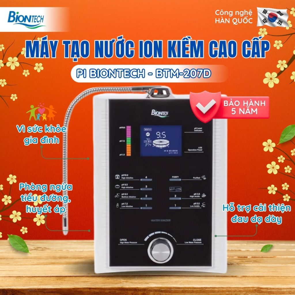 Máy tạo nước ion kiềm cao cấp PI BIONTECH công nghệ hàn quốc - BTM-207D - Hỗ trợ sức khoẻ Gia Đình