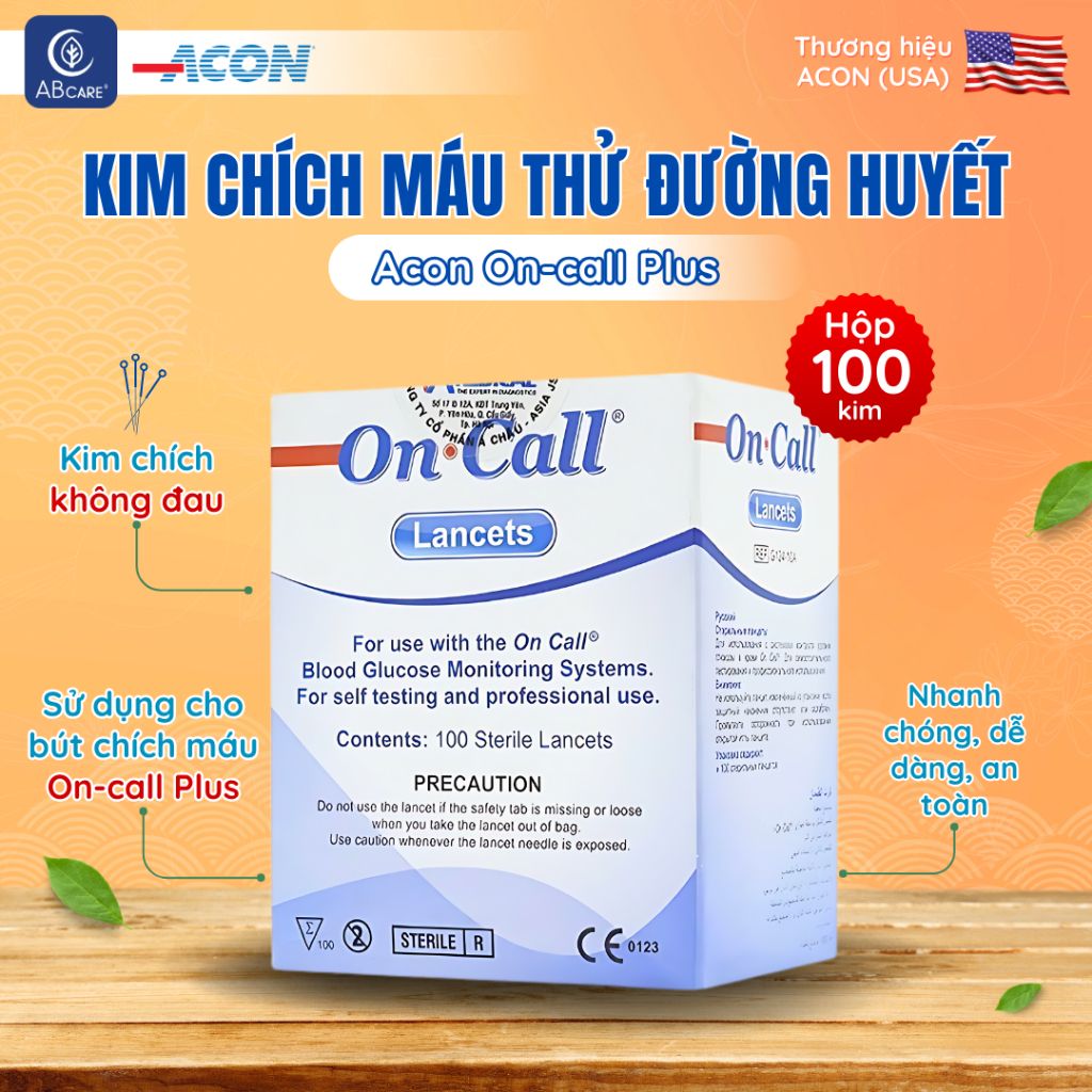 Kim chích máu thử đường huyết Acon On-call Plus không đau (100 kim / hộp)